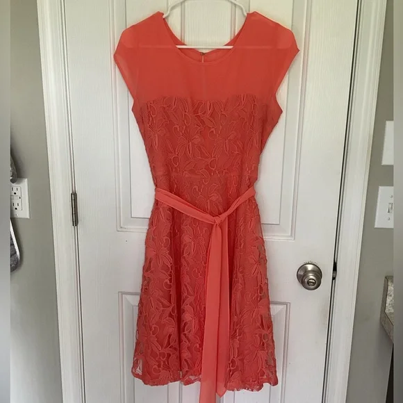 dress barn fit and flare Orange Border Print Fit and Flare Knee Length Dress Orange / L main image 0